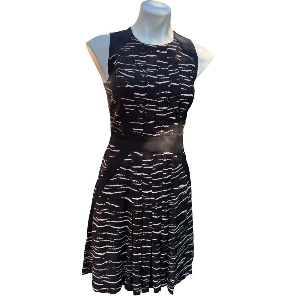 Rebecca Taylor NWOT Colorblock Panel Skater Dress Brushstroke Print Size 2 - Picture 1 of 9